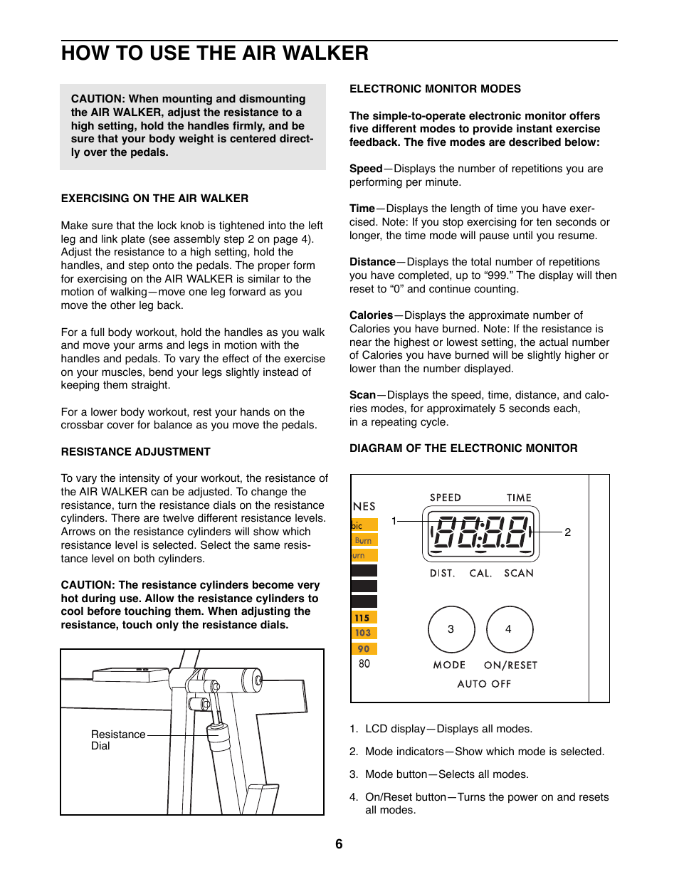How to use the air walker | ProForm 831.290841 User Manual | Page 6 / 12