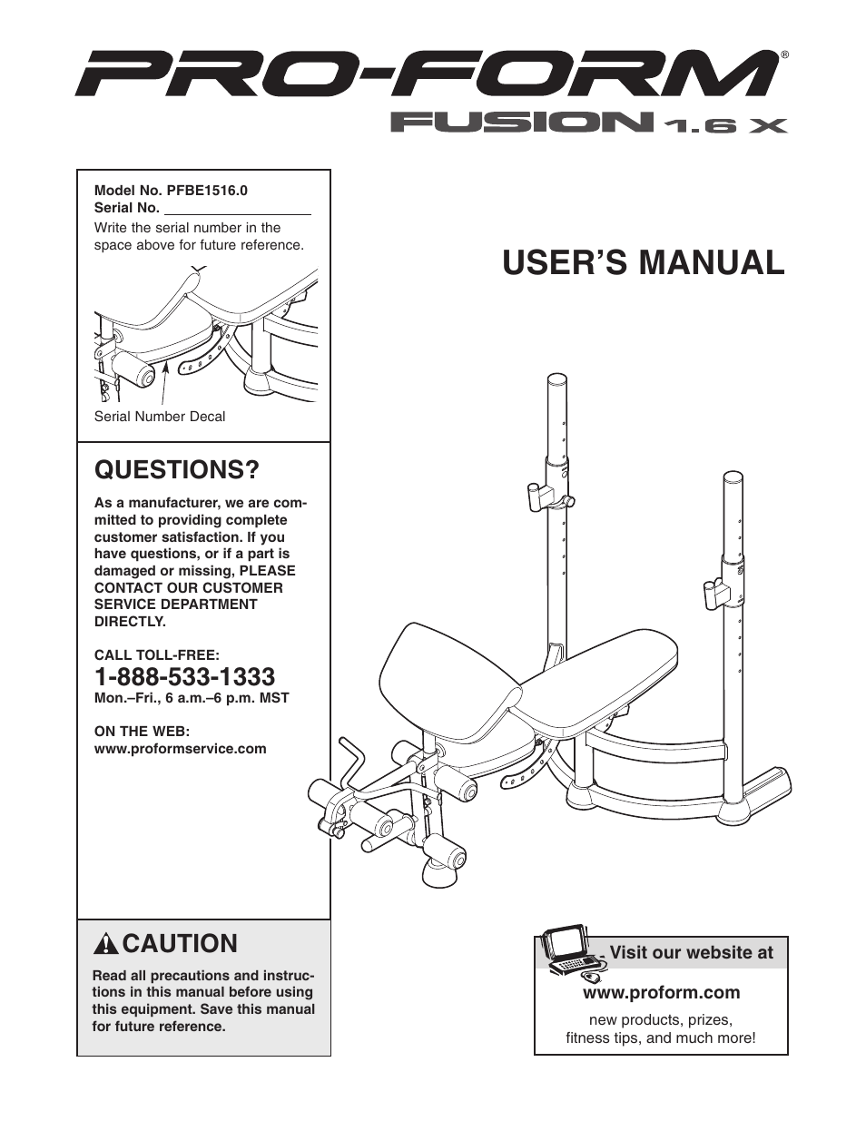 ProForm PFBE1516.0 User Manual | 20 pages