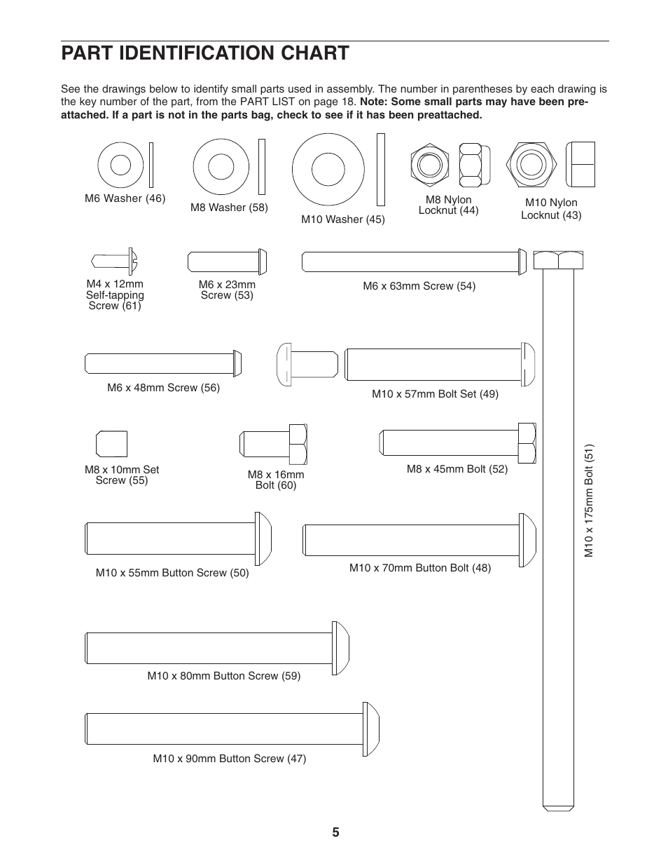 Part identification chart | ProForm PFBE1516.0 User Manual | Page 5 / 20