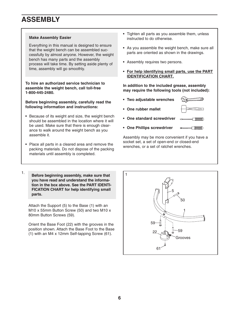 Assembly | ProForm PFBE1516.0 User Manual | Page 6 / 20