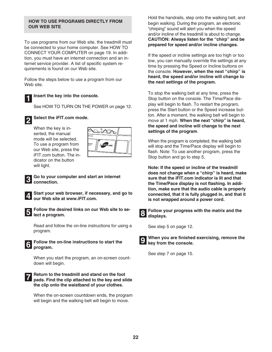 ProForm 530 User Manual | Page 22 / 34