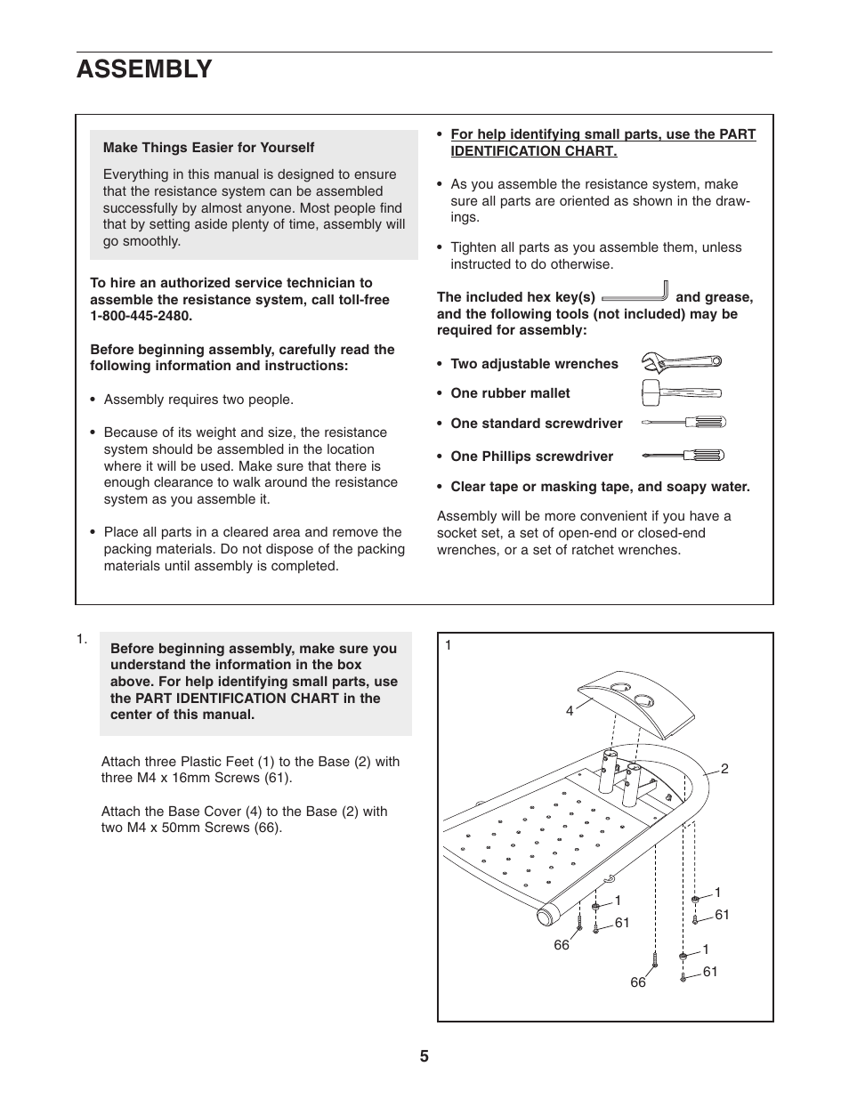 Assembly | ProForm PFSY2925.0 User Manual | Page 5 / 20