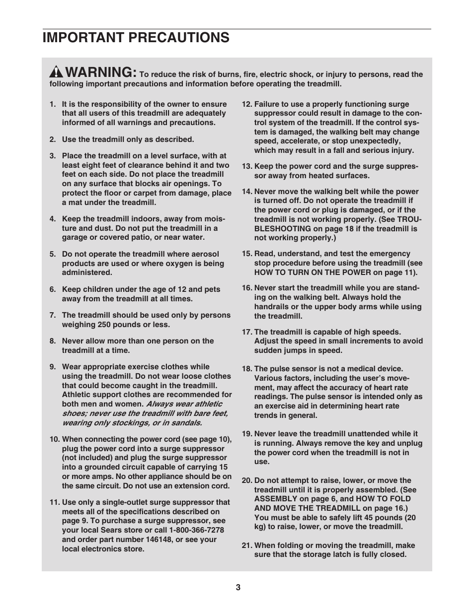 Warning, Important precautions | ProForm 831.24623.0 User Manual | Page 3 / 28
