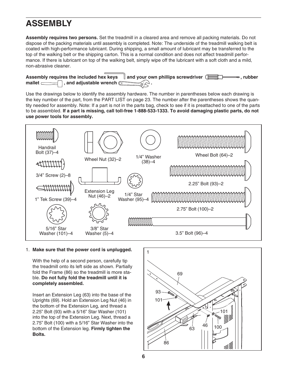 Assembly | ProForm 831.24623.0 User Manual | Page 6 / 28