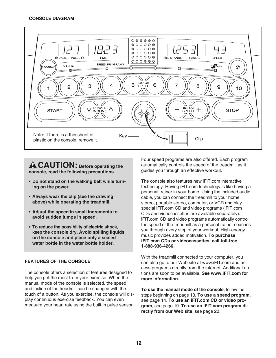 Caution | ProForm 30513.1 User Manual | Page 12 / 30