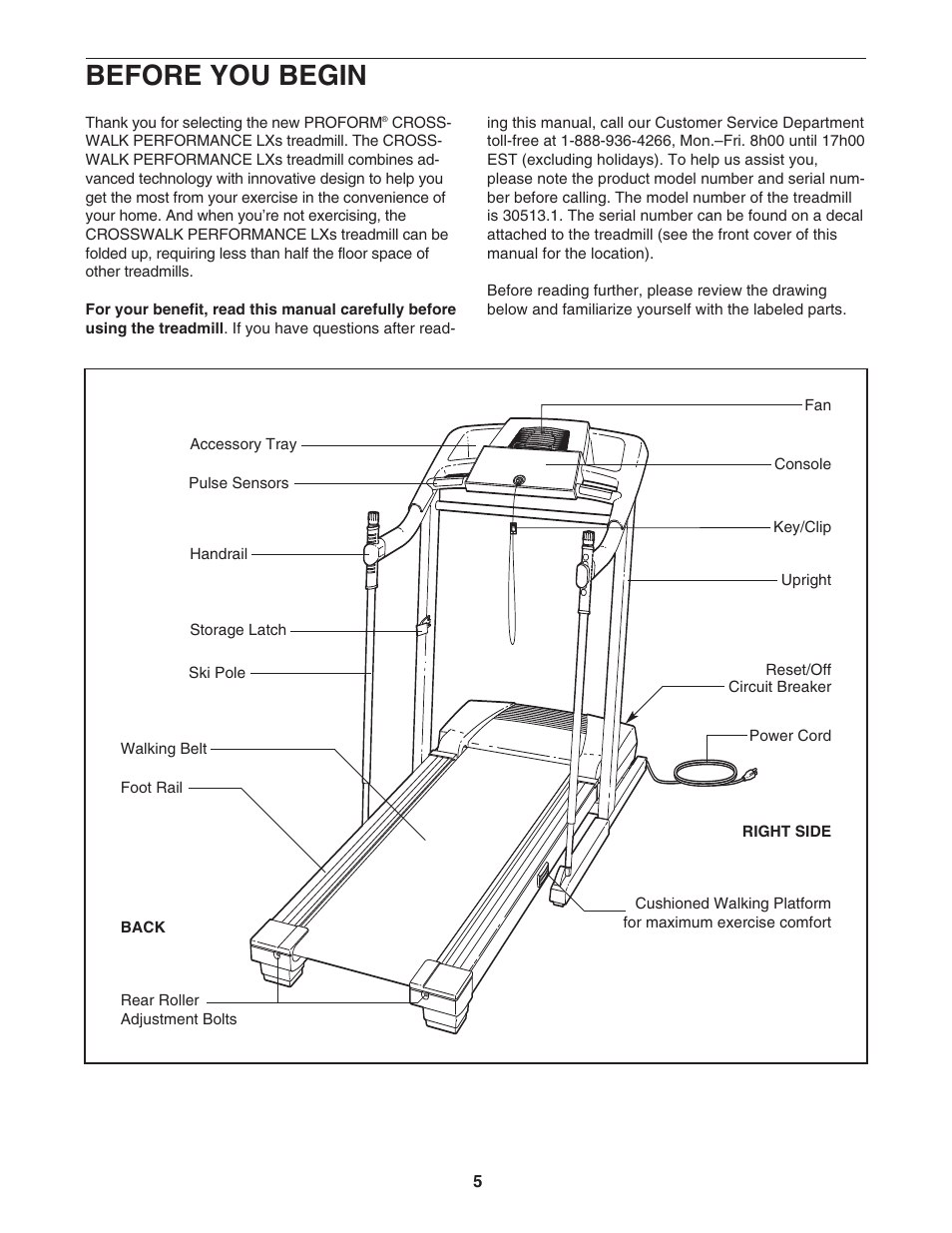 Before you begin | ProForm 30513.1 User Manual | Page 5 / 30