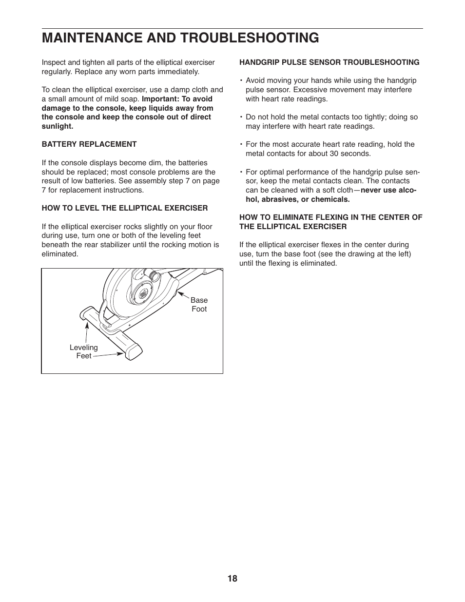 Maintenance and troubleshooting | ProForm PFEL5905.0 User Manual | Page 18 / 24