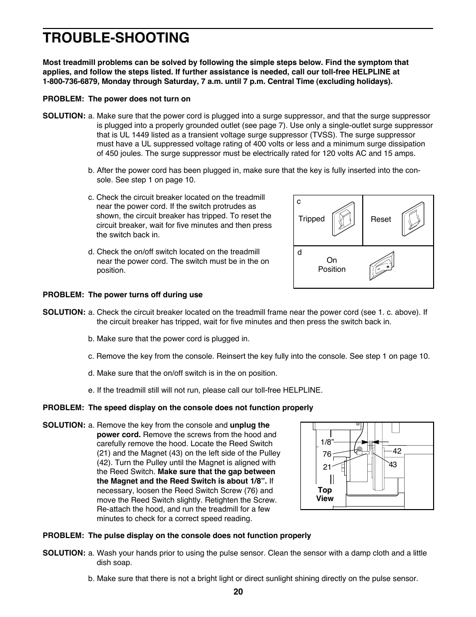 Trouble-shooting | ProForm 831.299252 User Manual | Page 20 / 26