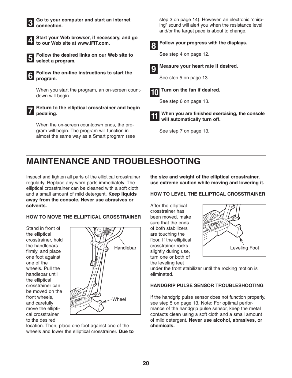 Maintenance and troubleshooting | ProForm PFEL71032 User Manual | Page 20 / 24