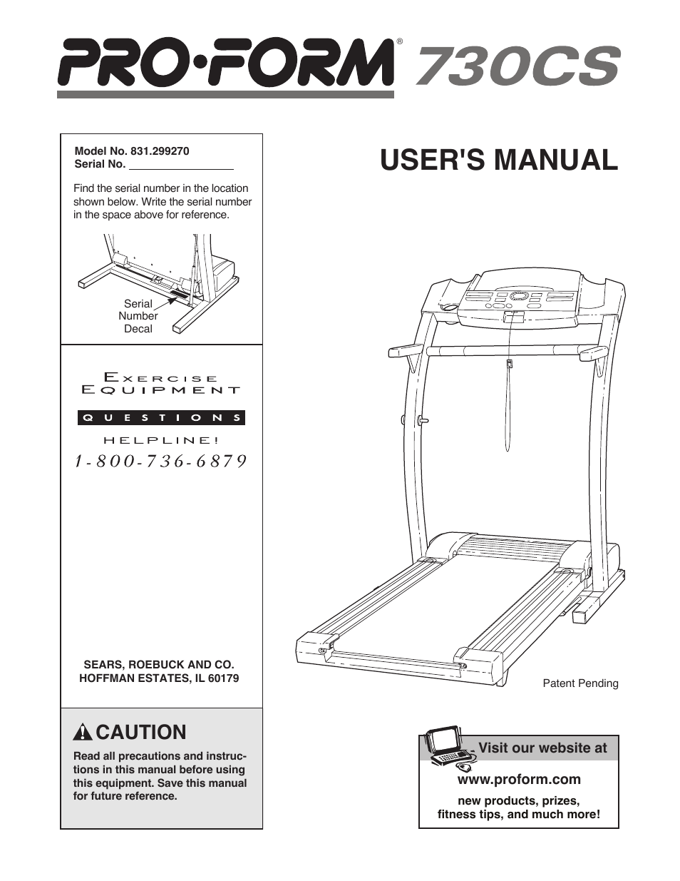 ProForm 831.299270 User Manual | 26 pages