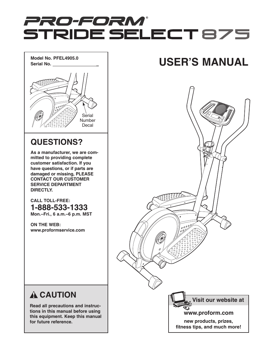 ProForm PFEL4905.0 User Manual | 20 pages