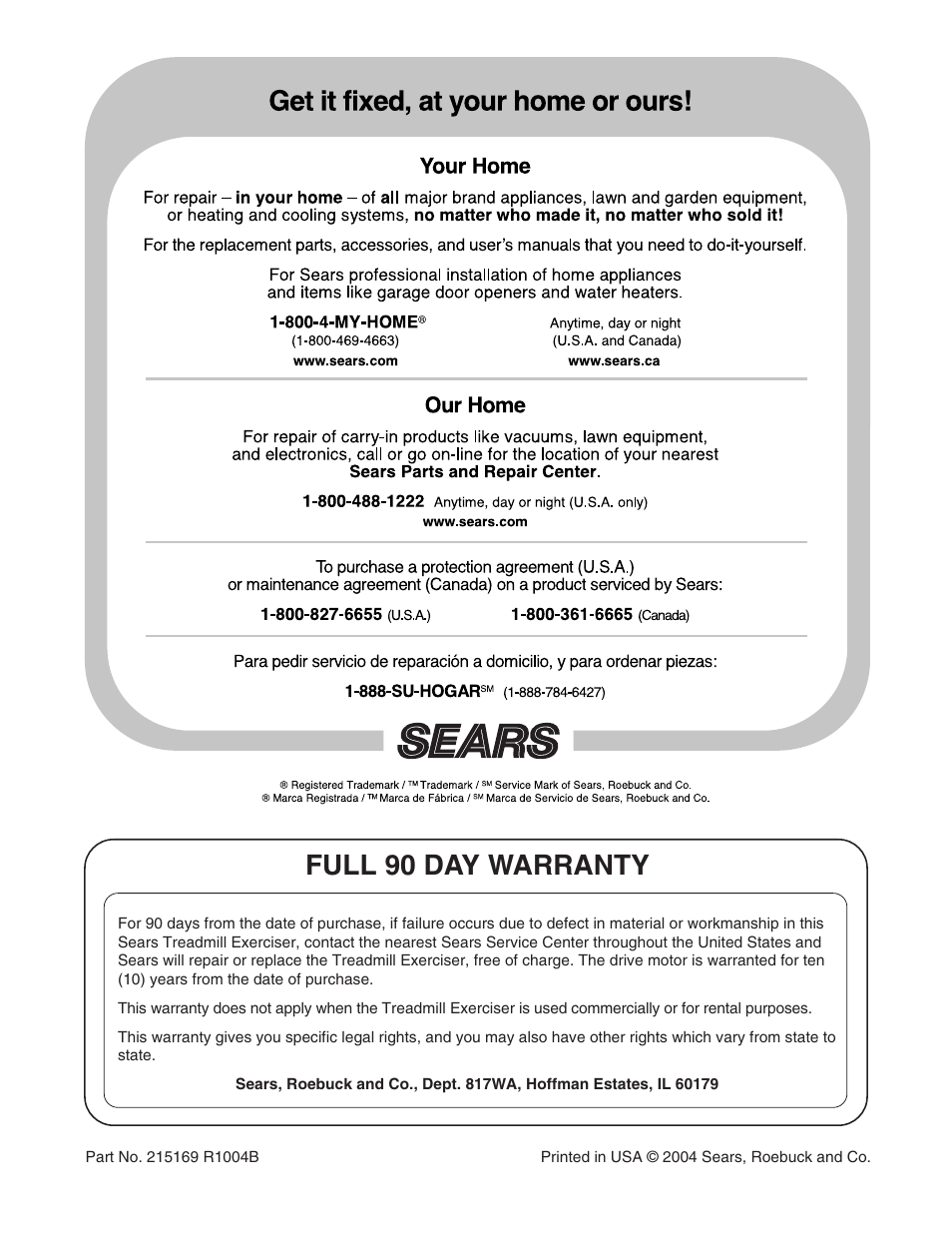 Full 90 day warranty | ProForm 831.295250 User Manual | Page 30 / 30