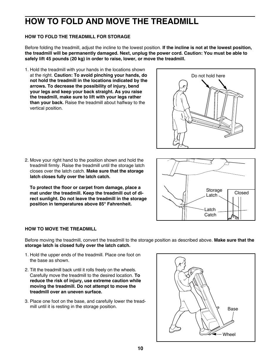 How to fold and move the treadmill | ProForm 831.297671 User Manual | Page 10 / 18