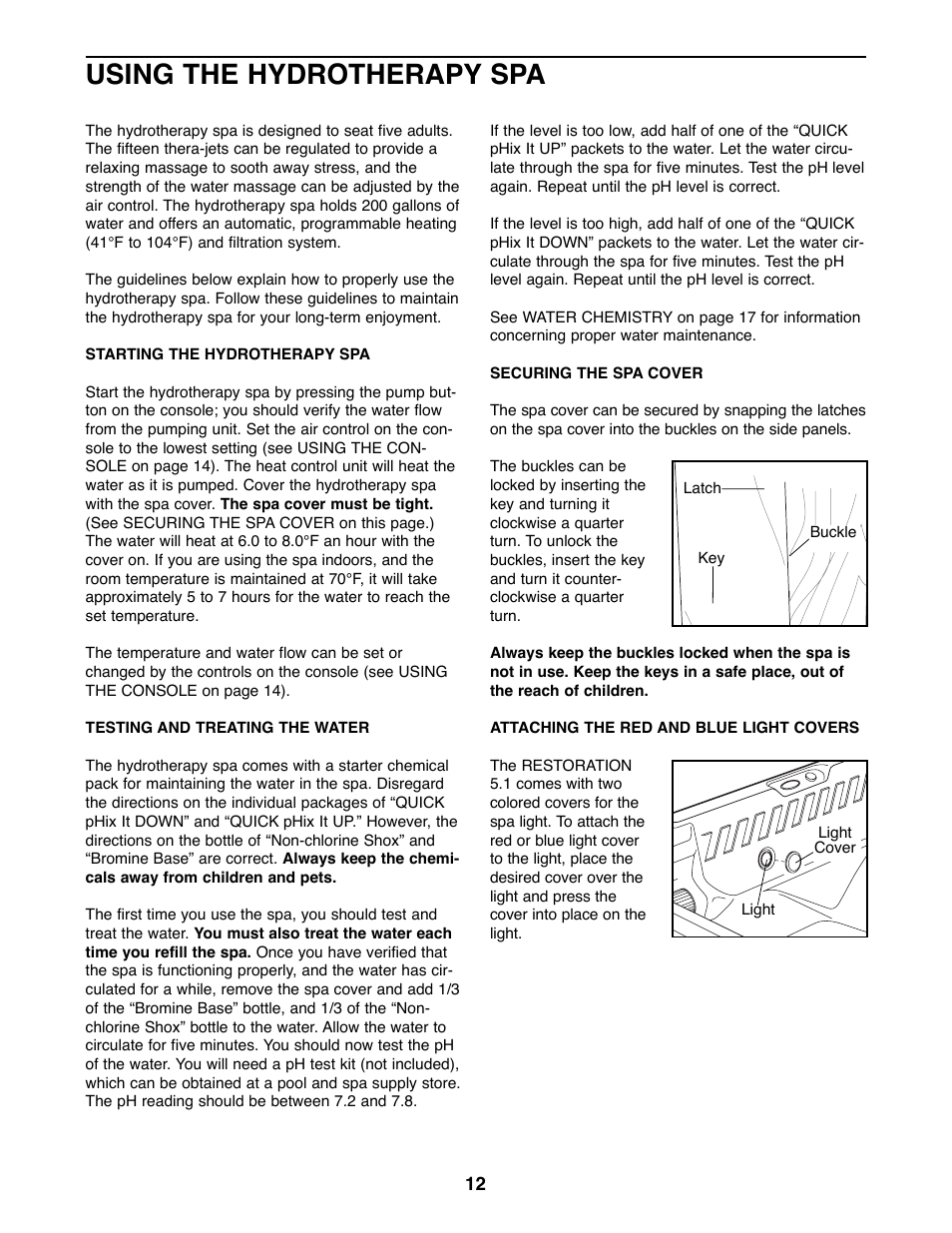 Using the hydrotherapy spa | ProForm 831.21005 User Manual | Page 12 / 24