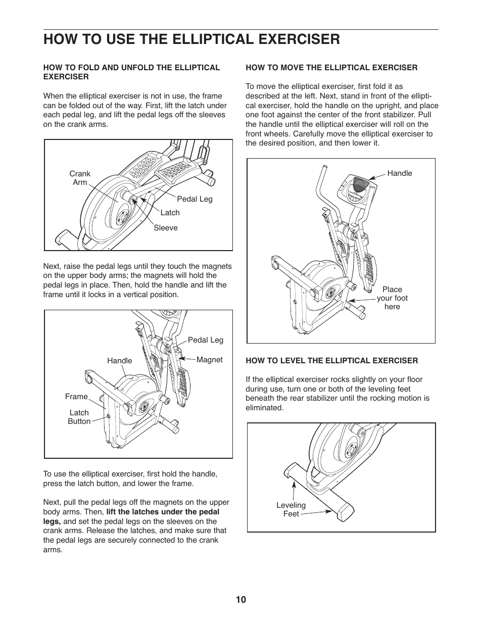 How to use the elliptical exerciser | ProForm XP 130 831.28544.2 User Manual | Page 10 / 28