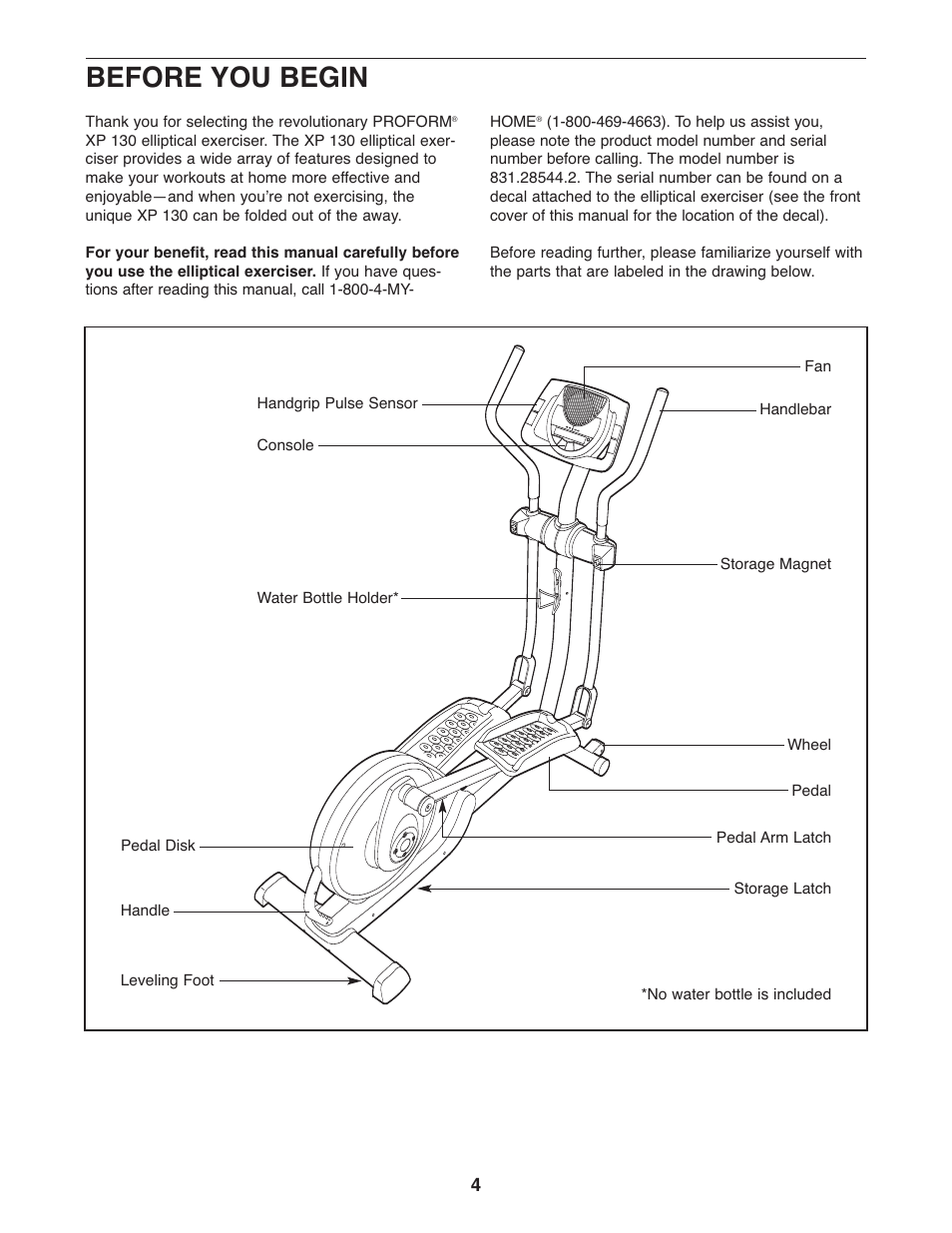 Before you begin | ProForm XP 130 831.28544.2 User Manual | Page 4 / 28