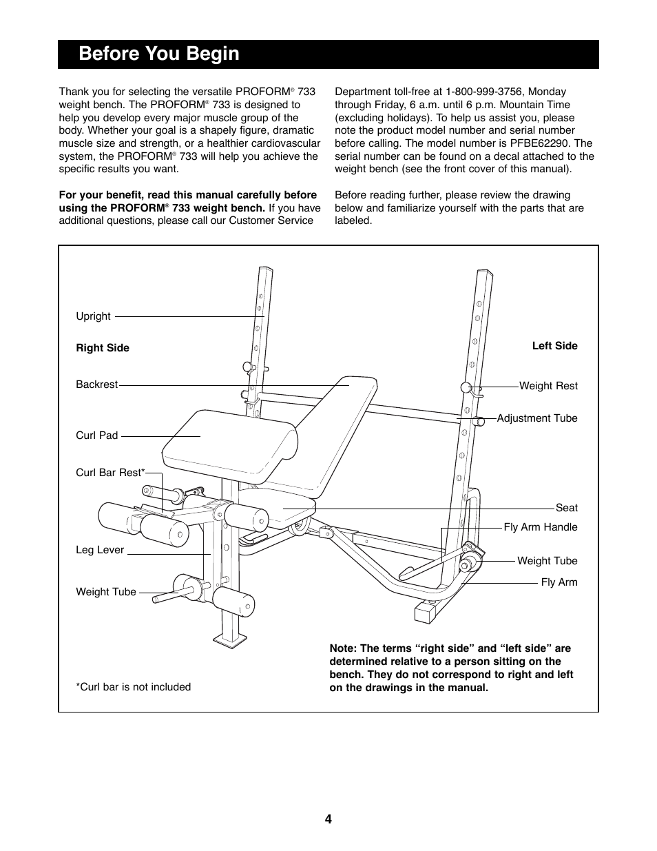 Before you begin | ProForm PFBE62290 User Manual | Page 4 / 18