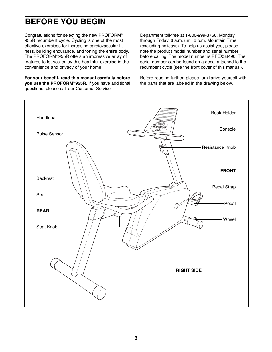 Before you begin | ProForm PFEX38490 User Manual | Page 3 / 16