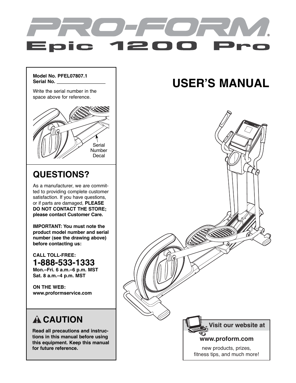 ProForm PFEL07807.1 User Manual | 28 pages
