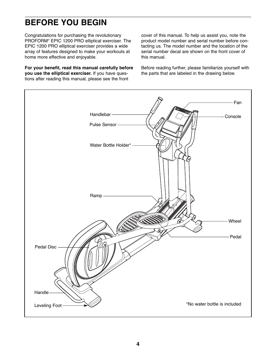 Before you begin | ProForm PFEL07807.1 User Manual | Page 4 / 28