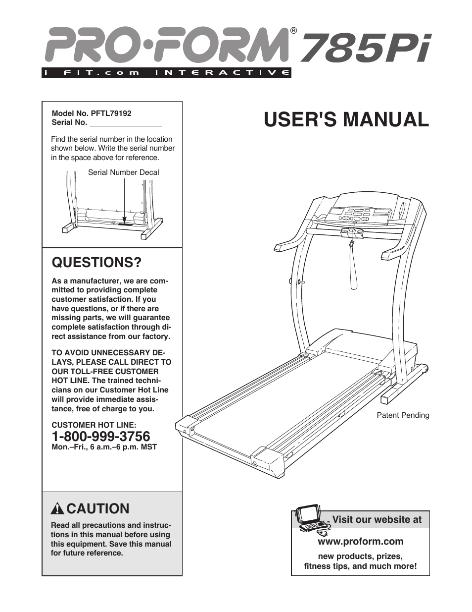 ProForm 785Pi User Manual | 26 pages