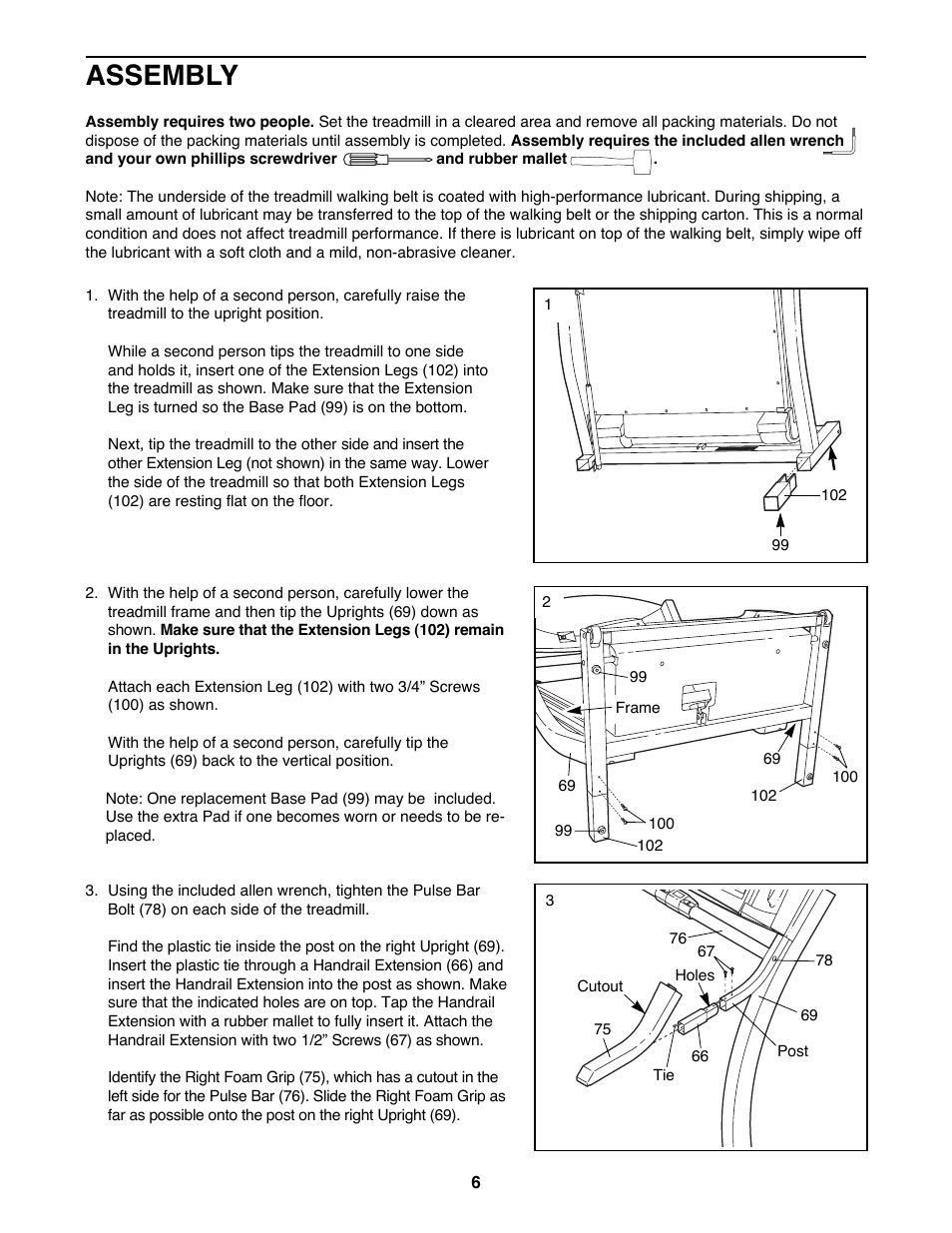 Assembly | ProForm 785Pi User Manual | Page 6 / 26