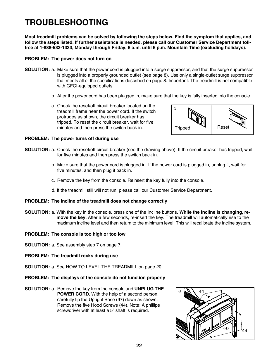 Troubleshooting | ProForm PFTL99222H User Manual | Page 22 / 30