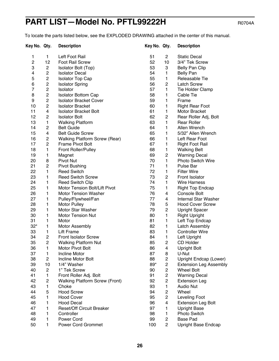 ProForm PFTL99222H User Manual | Page 26 / 30