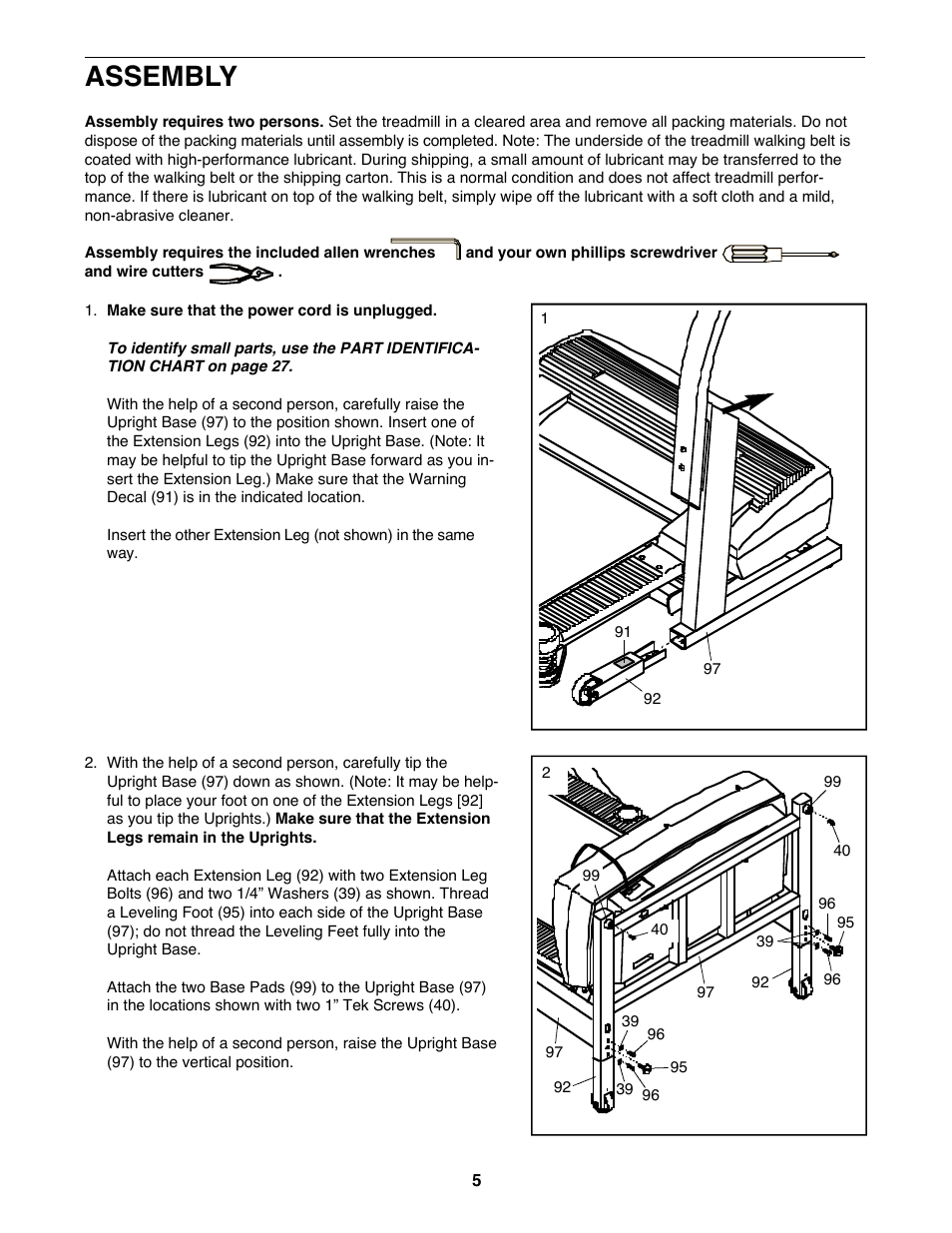 Assembly | ProForm PFTL99222H User Manual | Page 5 / 30