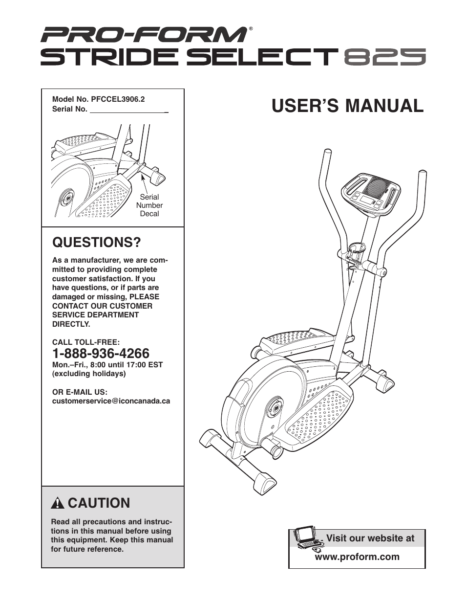 ProForm StrideSelect PFCCEL3906.2 User Manual | 20 pages