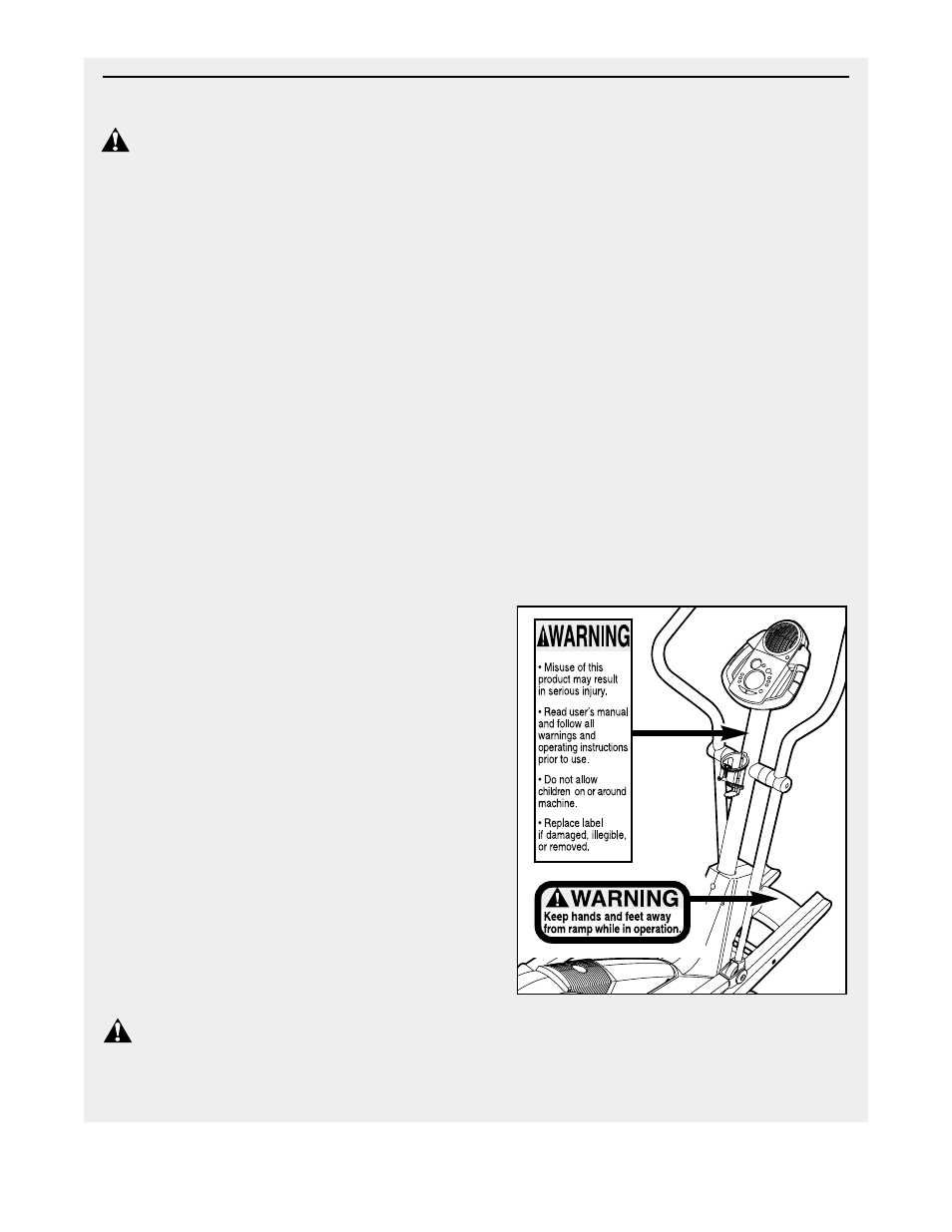 Important precautions warning, Warning | ProForm PFEL54930 User Manual | Page 3 / 24