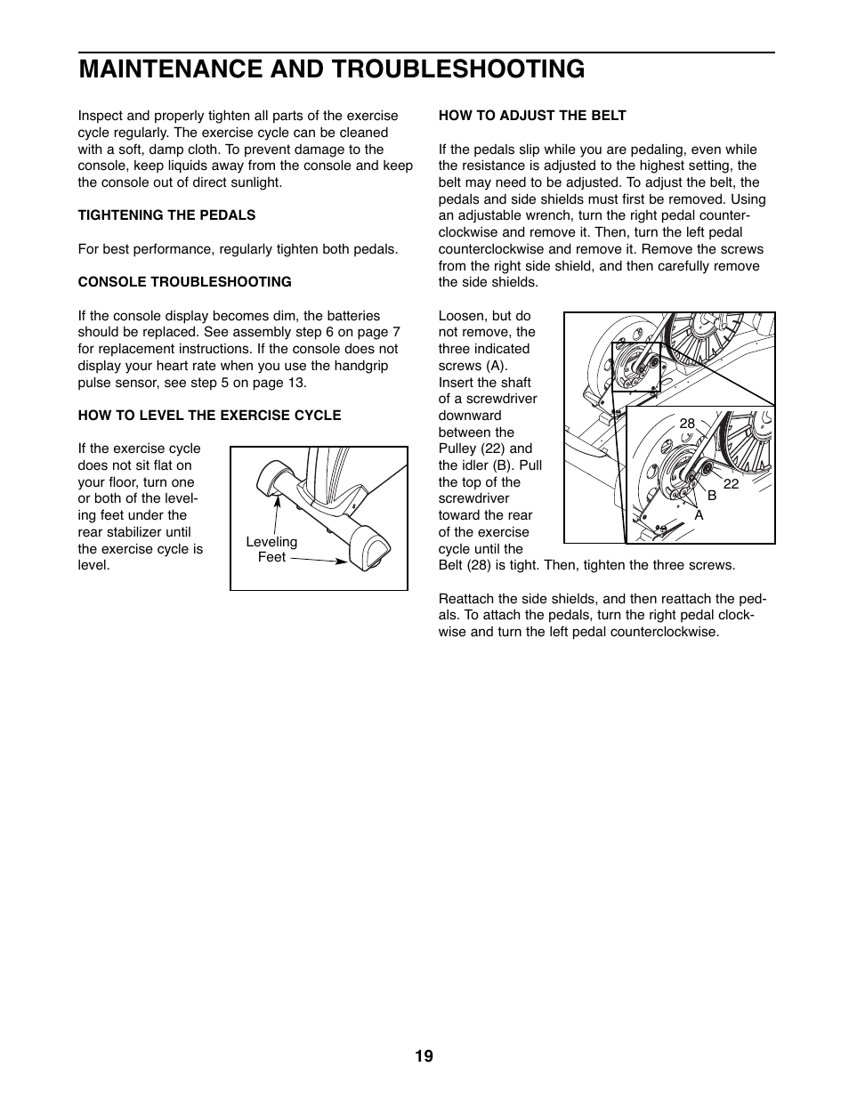 Maintenance and troubleshooting | ProForm PFEX44177.0 User Manual | Page 19 / 24