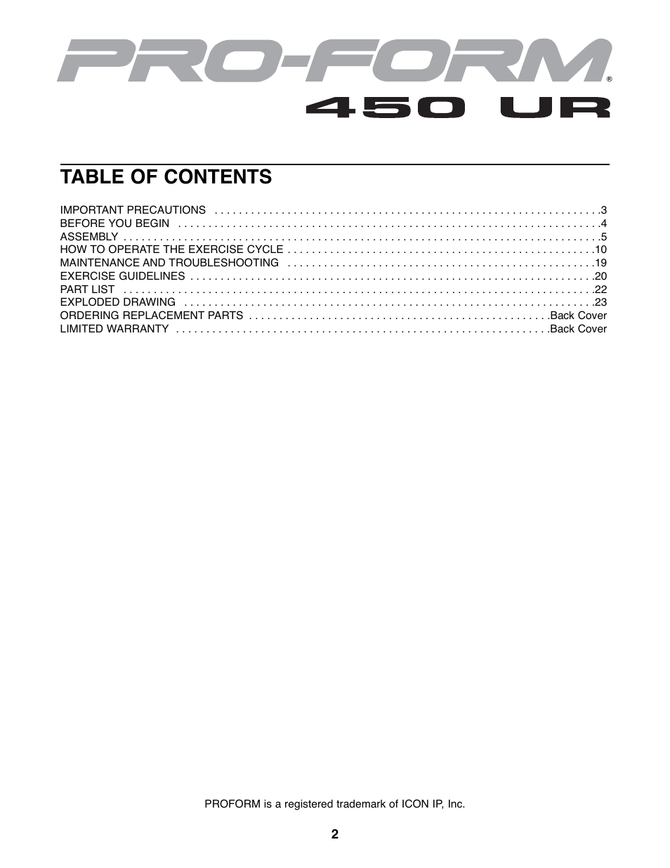 ProForm PFEX44177.0 User Manual | Page 2 / 24