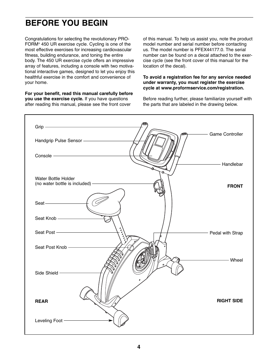 Before you begin | ProForm PFEX44177.0 User Manual | Page 4 / 24