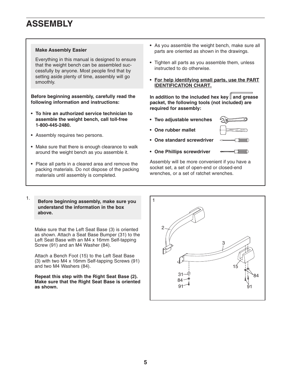 Assembly | ProForm PFBE3006.0 User Manual | Page 5 / 24