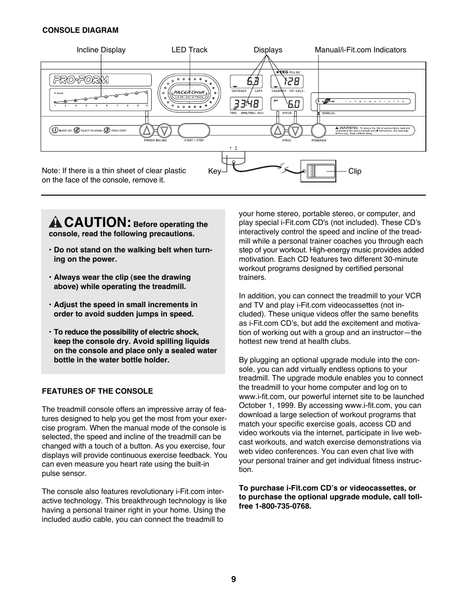 Caution | ProForm 590 QS User Manual | Page 9 / 22