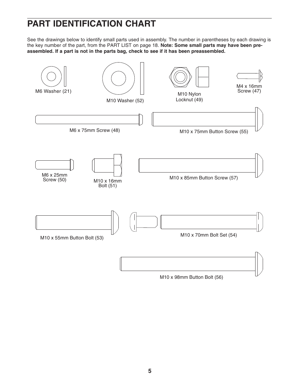 Part identification chart | ProForm PFBE1816.0 User Manual | Page 5 / 20