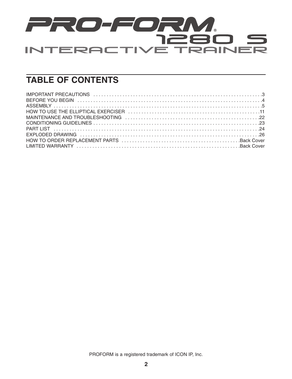 ProForm PFCCEL1305.0 User Manual | Page 2 / 28