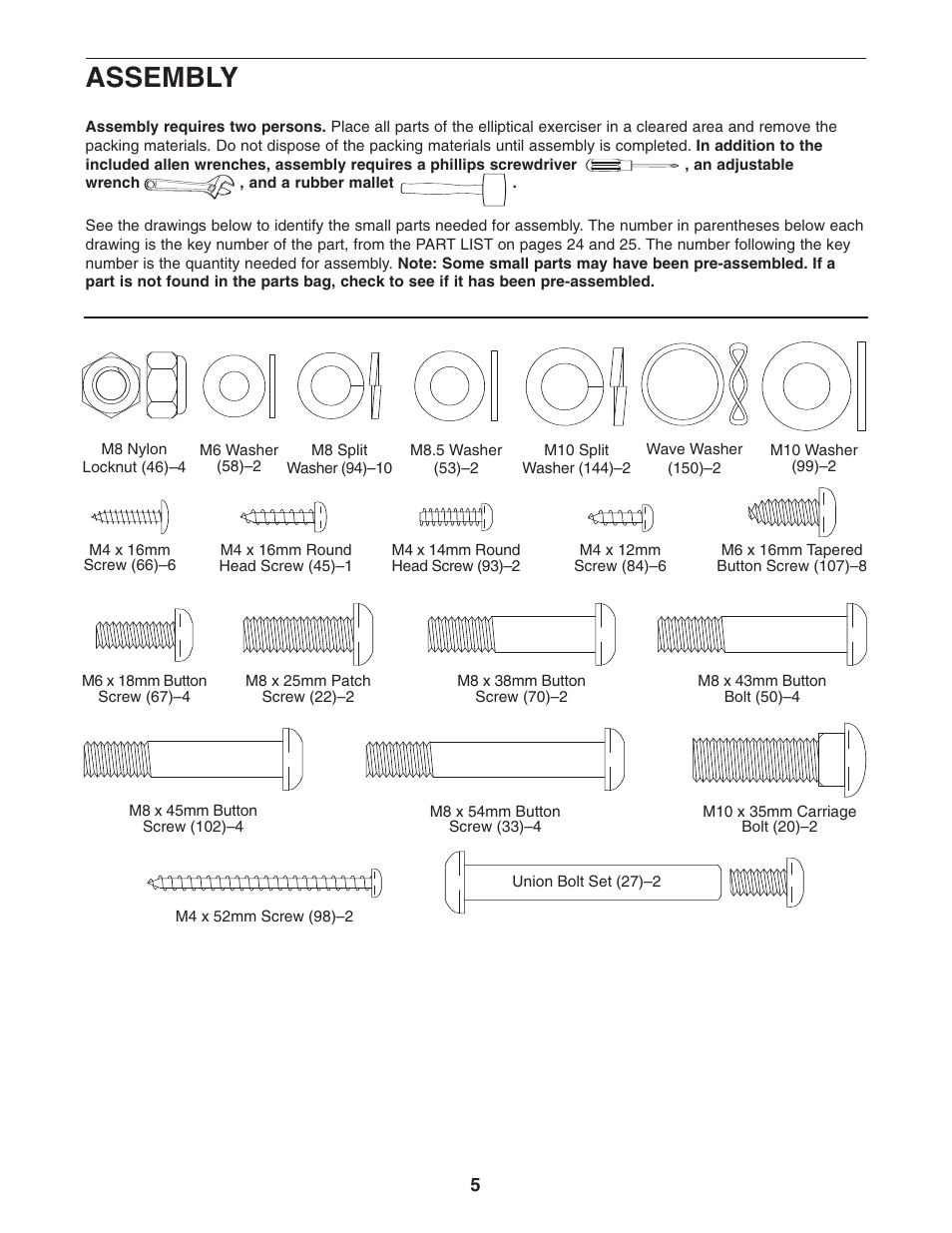 Assembly | ProForm PFCCEL1305.0 User Manual | Page 5 / 28
