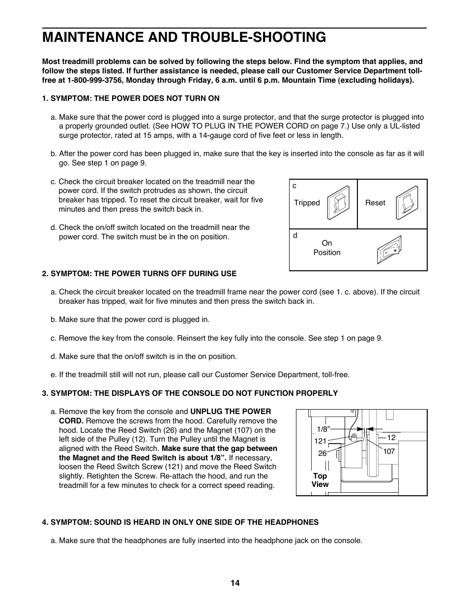 Maintenance and trouble-shooting | ProForm PFTL98581 User Manual | Page 14 / 22