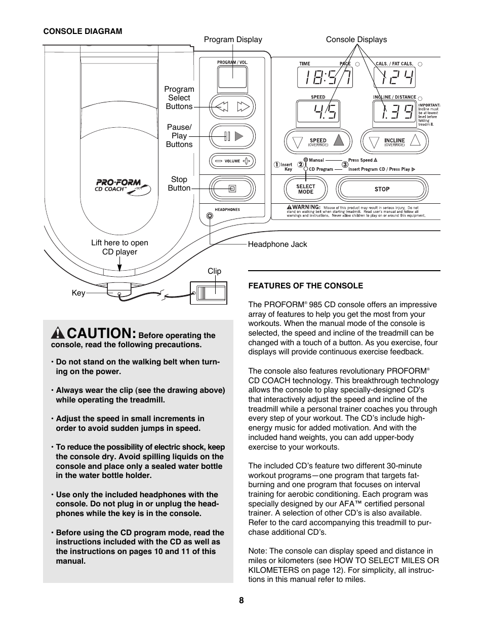 Caution | ProForm PFTL98581 User Manual | Page 8 / 22