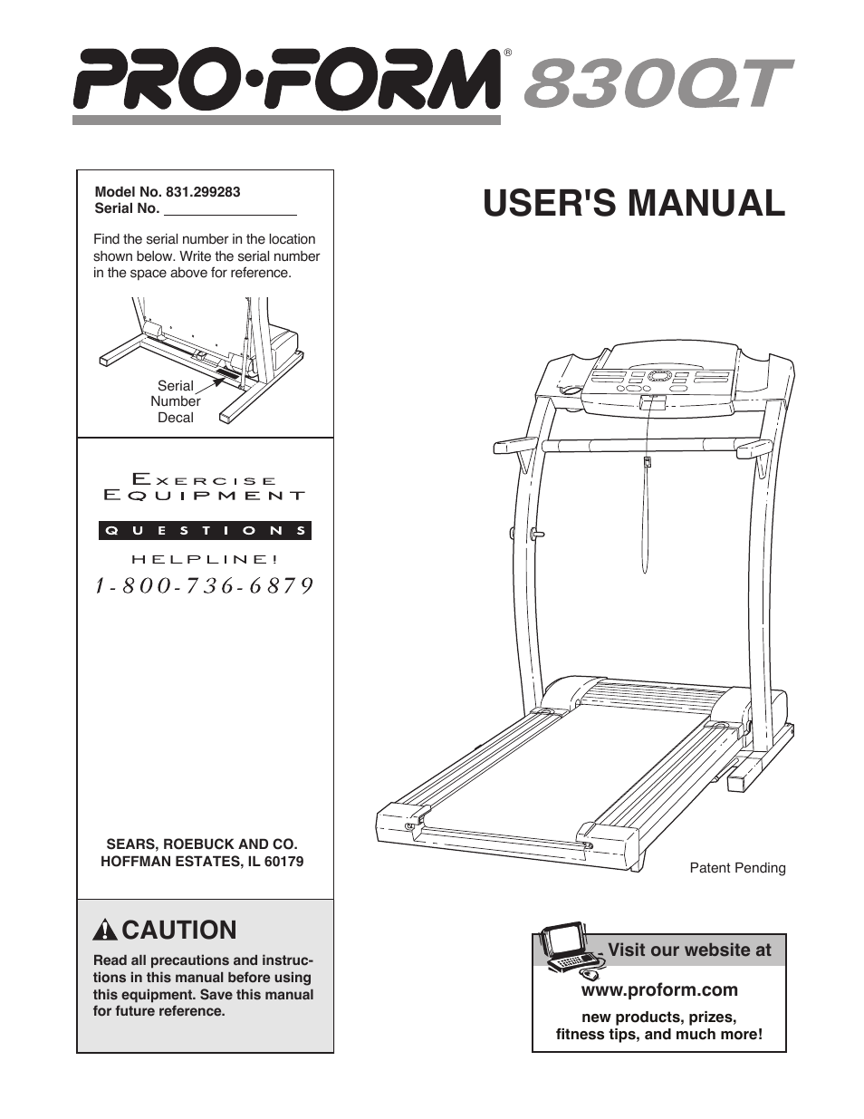 ProForm 831.299283 User Manual | 26 pages