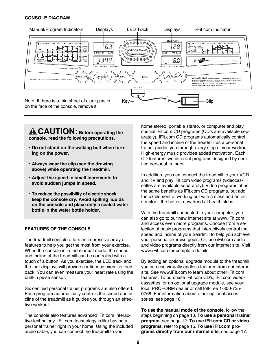 Caution | ProForm 831.299283 User Manual | Page 9 / 26