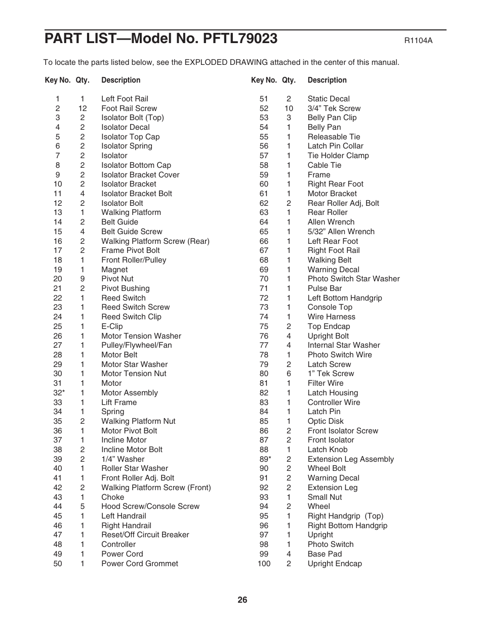 ProForm 720 PFTL79023 User Manual | Page 26 / 30
