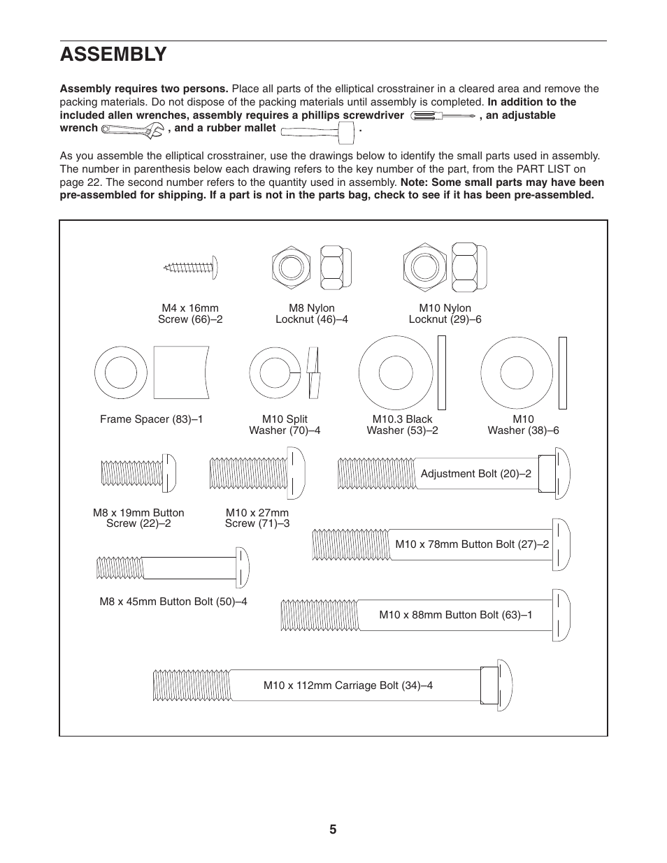 Assembly | ProForm PFCCEL39014 User Manual | Page 5 / 24