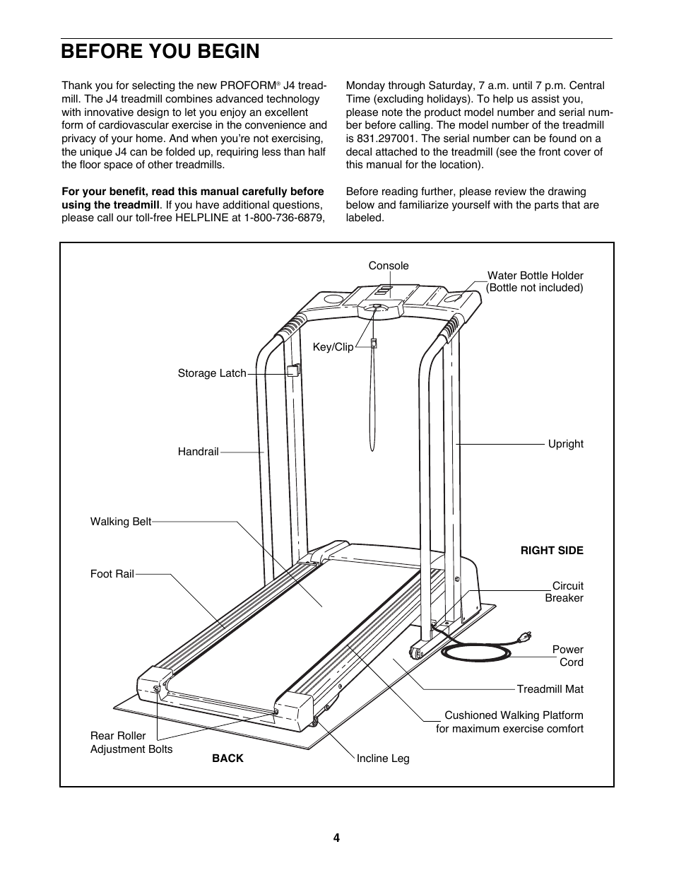 Before you begin | ProForm 831.297001 User Manual | Page 4 / 18