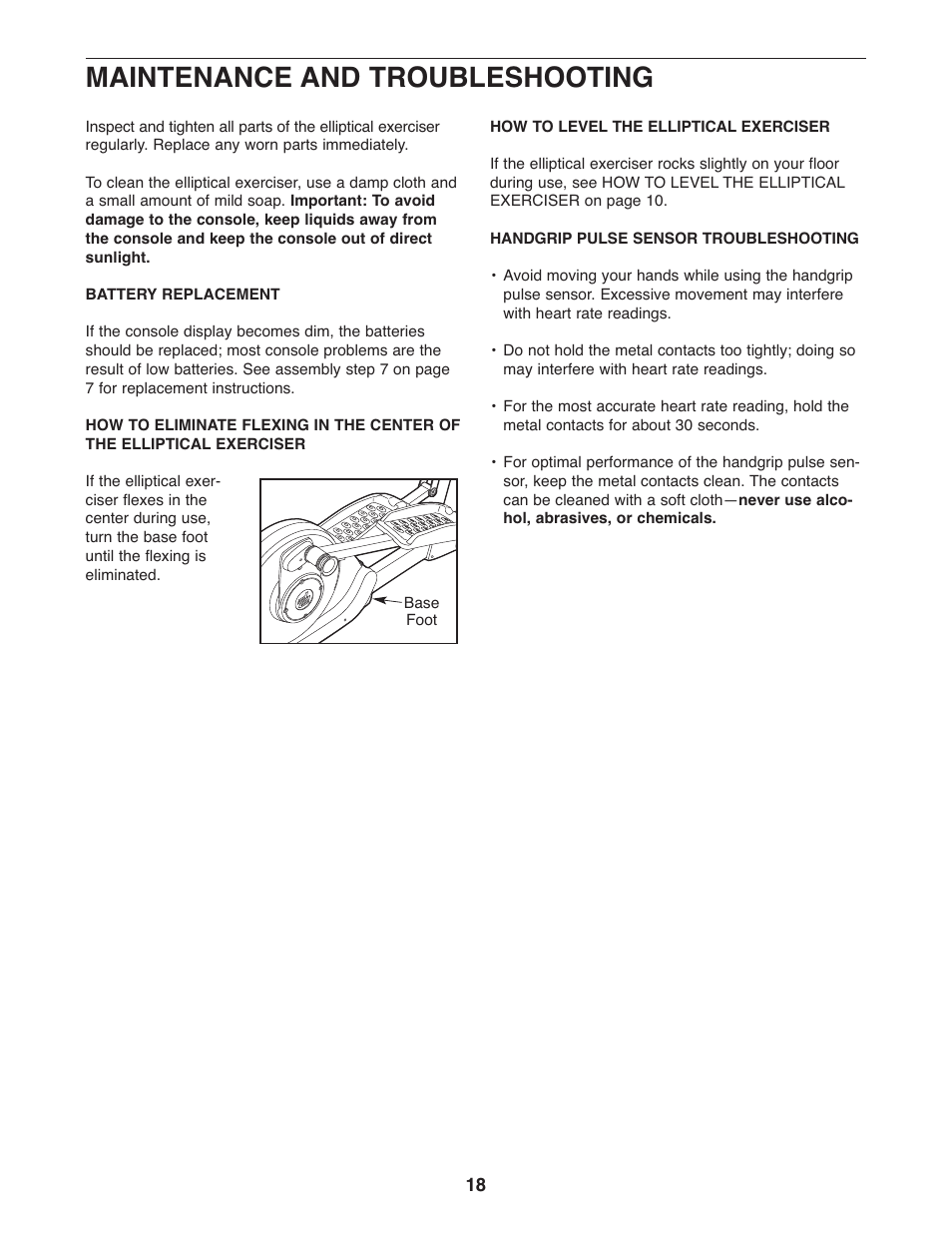 Maintenance and troubleshooting | ProForm PFEL6905.1 User Manual | Page 18 / 24