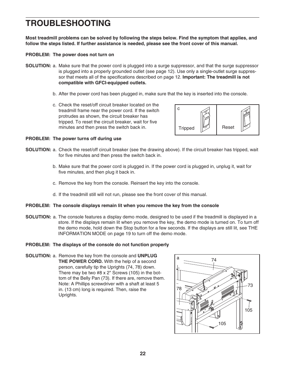 Troubleshooting | ProForm PFTL99707.0 User Manual | Page 22 / 32