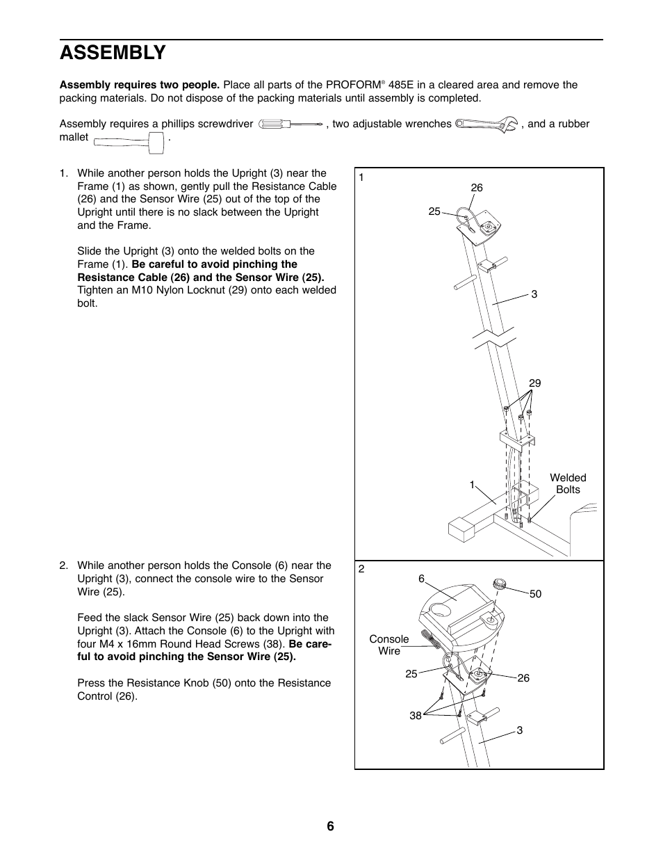 Assembly | ProForm 831.285736 User Manual | Page 6 / 16