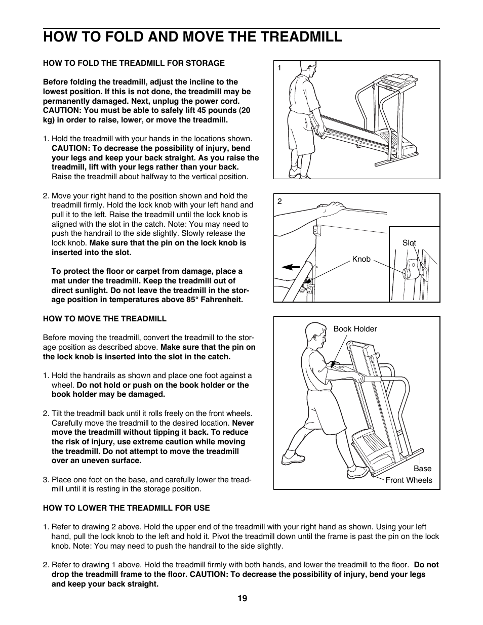 How to fold and move the treadmill | ProForm PFTL89200 User Manual | Page 19 / 26